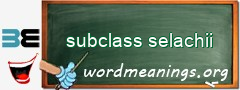 WordMeaning blackboard for subclass selachii